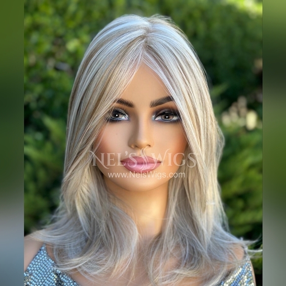 Nels Wigs Cissy Cool Blonde With Lowlights Monofilament Wig - Picture 2 of 16
